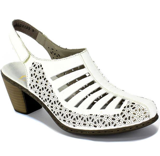 Sandały Rieker 40959-80 Weiss Biały Skóra