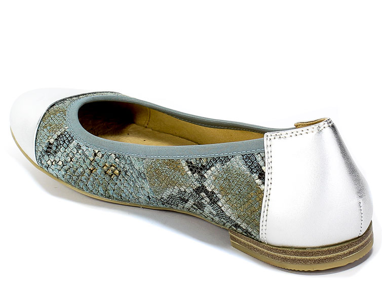 Baleriny Caprice 9-22102-24 836 SkyBlue/Silver Srebro Skóra