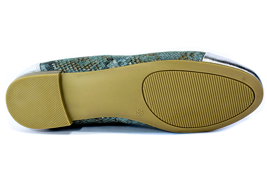Baleriny Caprice 9-22102-24 836 SkyBlue/Silver Srebro Skóra