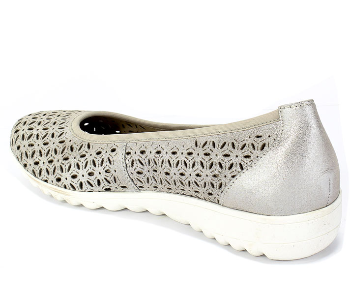 Baleriny Letnie Caprice 9-22155-24 920 Silver Metal Beż Skóra
