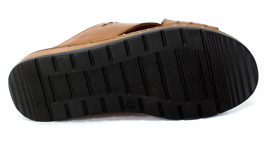 Klapki Caprice 9-27150-24 350 Cognac Nappa Brąz Skóra