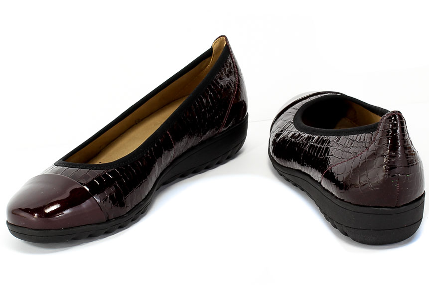 Baleriny Caprice 9-22103-25 538 Bordeaux Cro.C Skóra