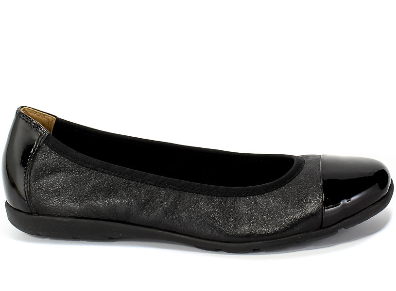 Baleriny Caprice 9-22152-25 019 Black Comb Czarny Skóra