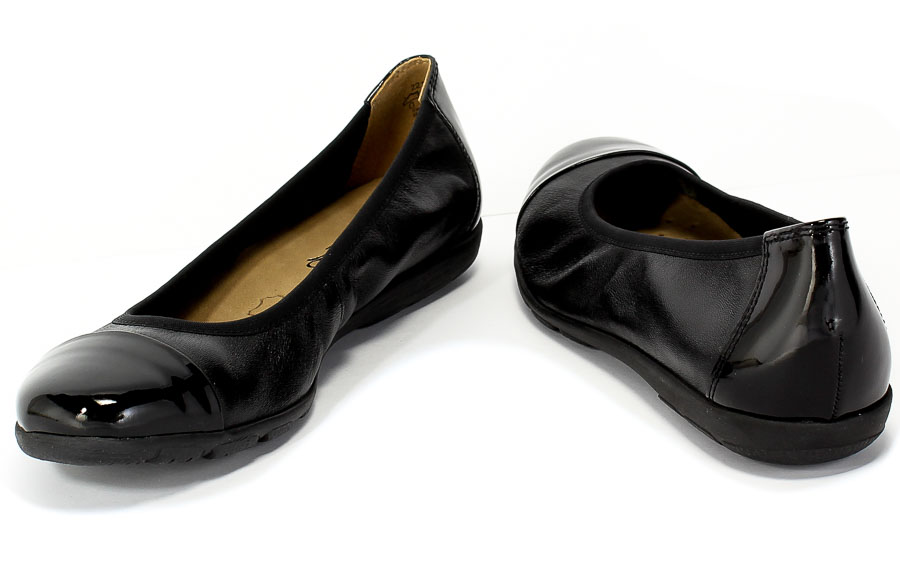 Baleriny Caprice 9-22152-25 019 Black Comb Czarny Skóra
