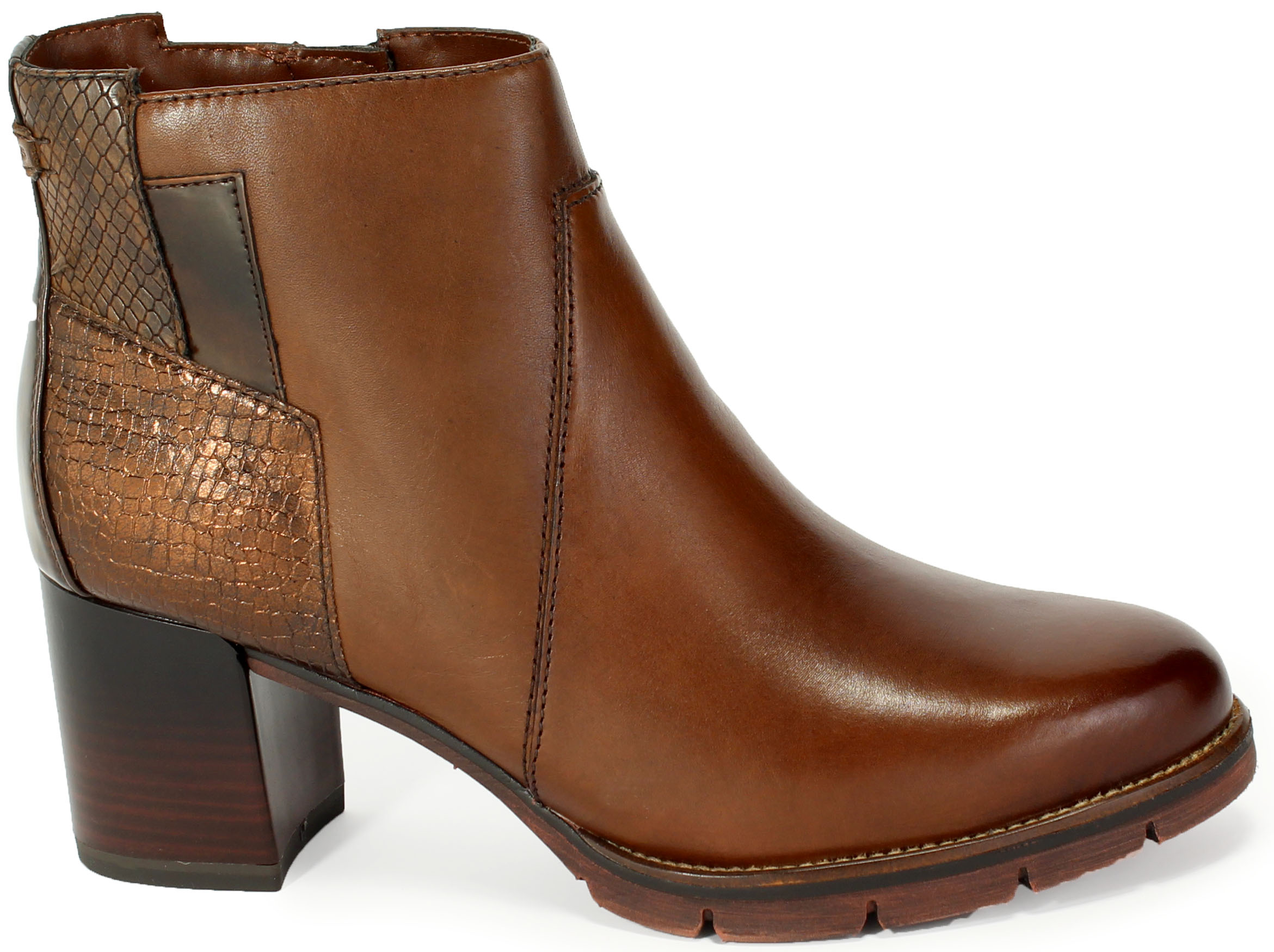 Botki Tamaris 1-25398-25 368 Mahogany Comb Brąz Skóra