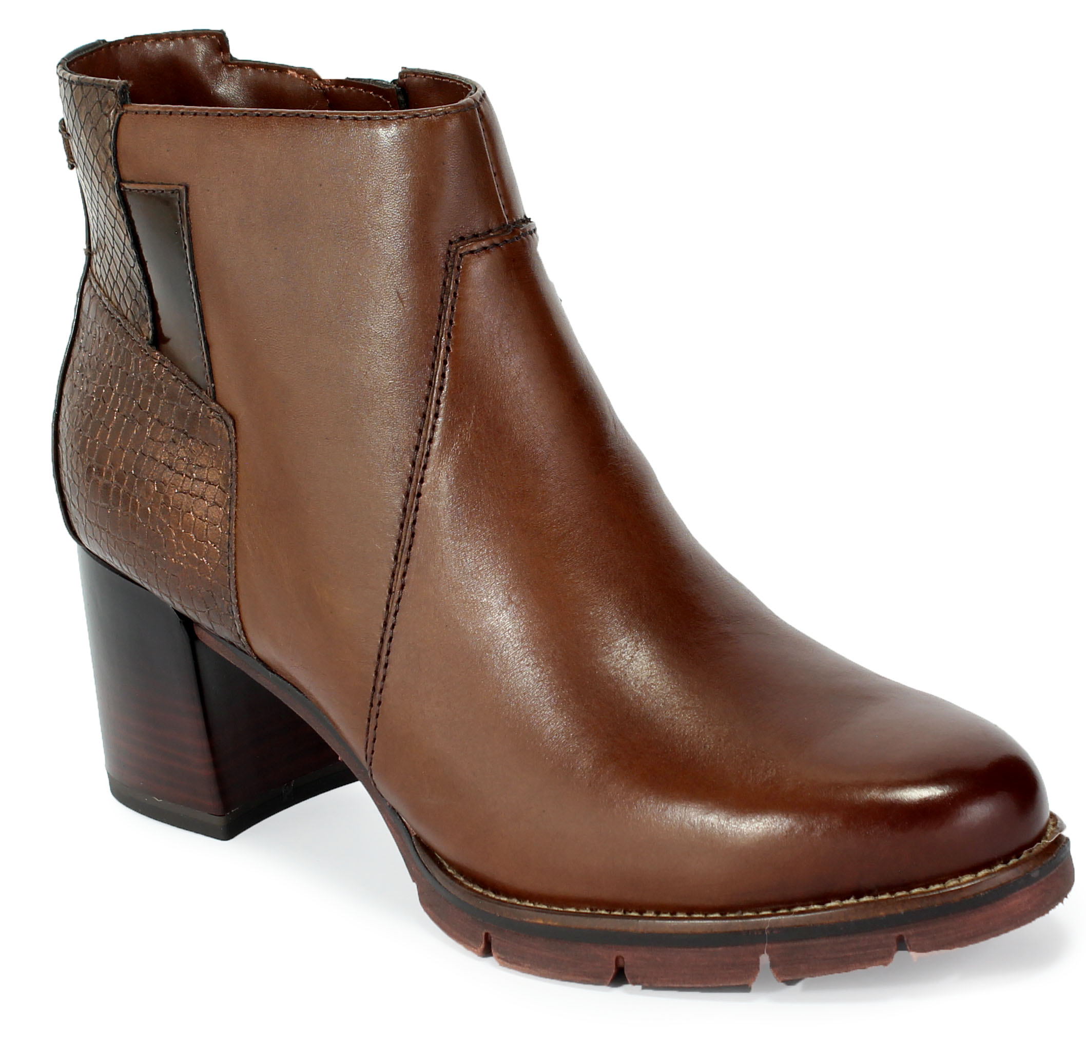 Botki Tamaris 1-25398-25 368 Mahogany Comb Brąz Skóra