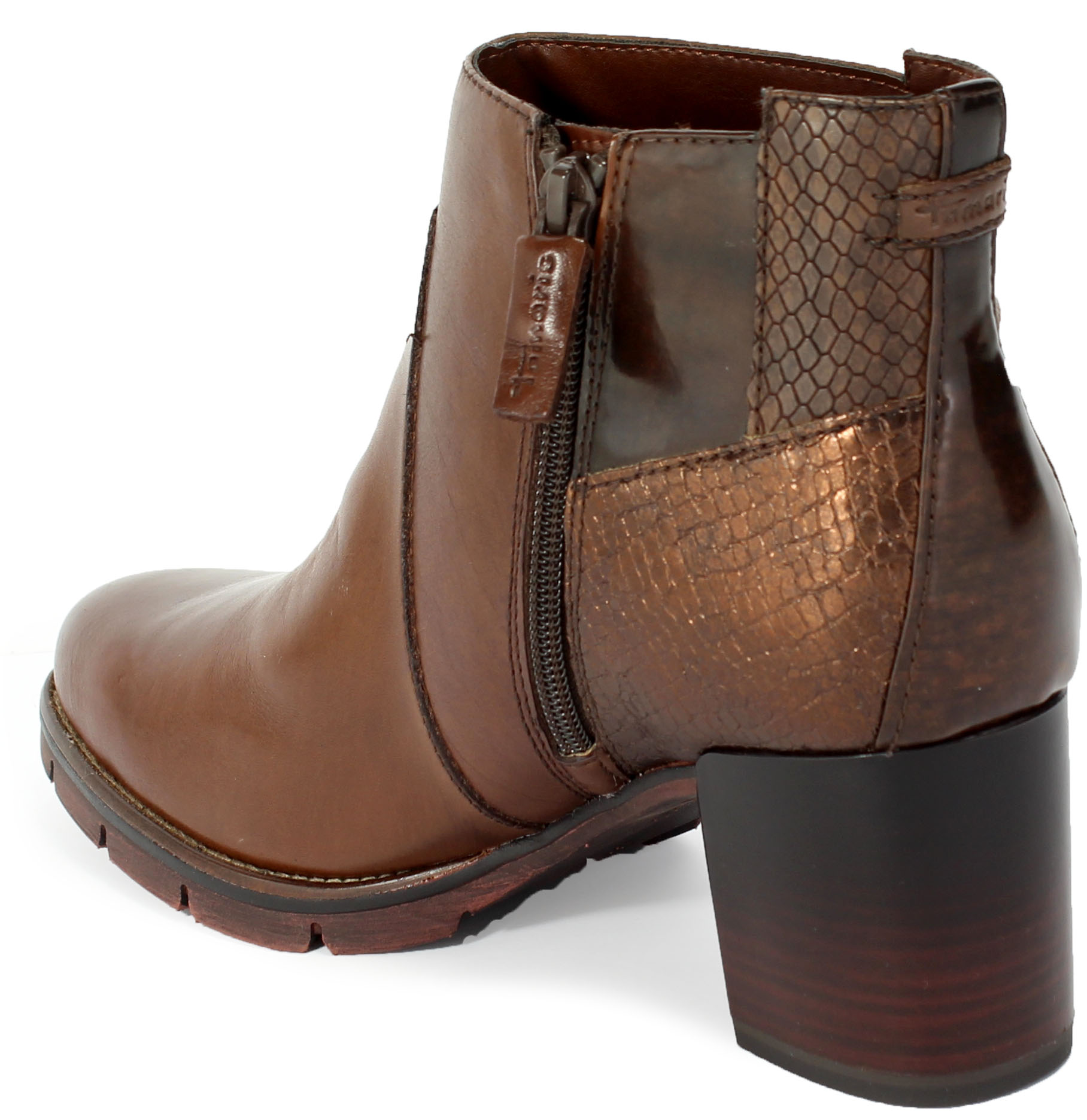 Botki Tamaris 1-25398-25 368 Mahogany Comb Brąz Skóra
