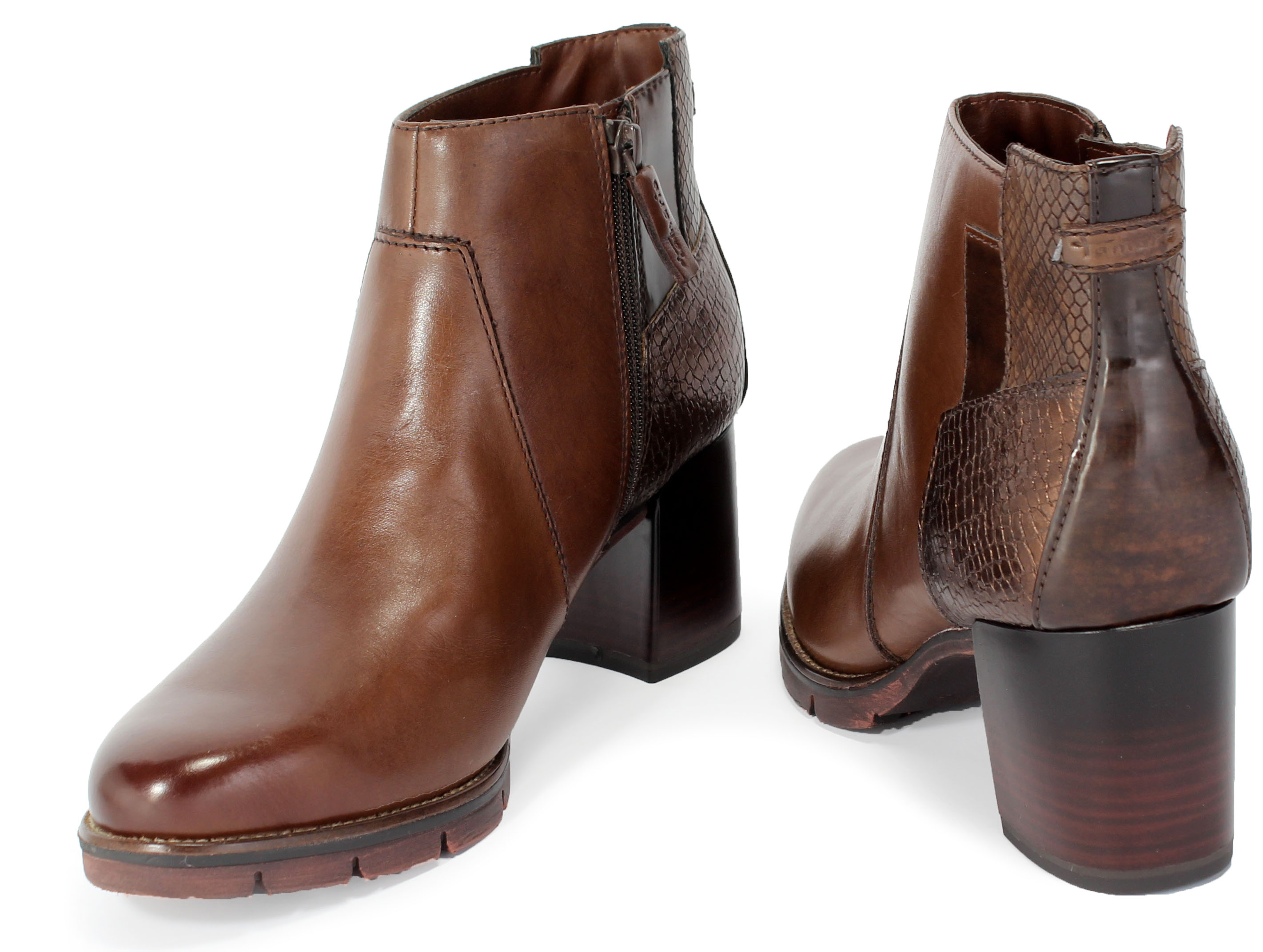 Botki Tamaris 1-25398-25 368 Mahogany Comb Brąz Skóra