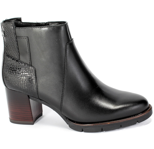 Botki Tamaris 1-25398-25 098 Black Comb Czarny Skóra