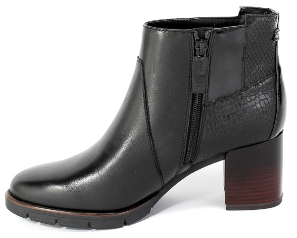 Botki Tamaris 1-25398-25 098 Black Comb Czarny Skóra