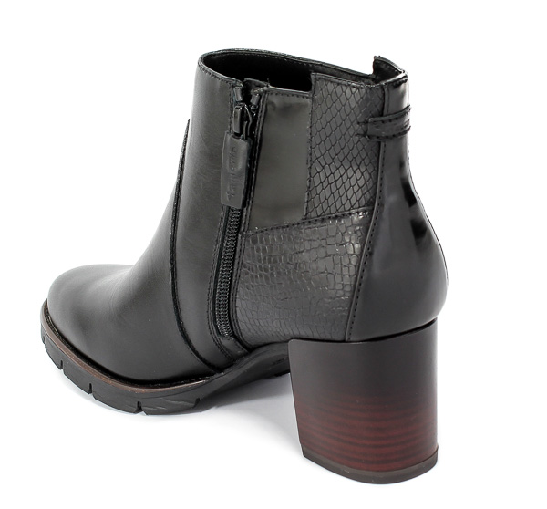 Botki Tamaris 1-25398-25 098 Black Comb Czarny Skóra