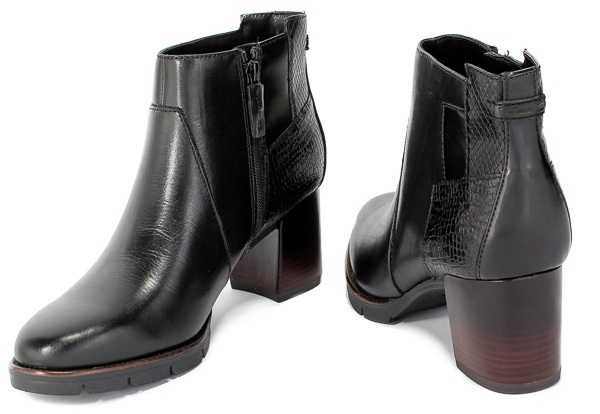 Botki Tamaris 1-25398-25 098 Black Comb Czarny Skóra