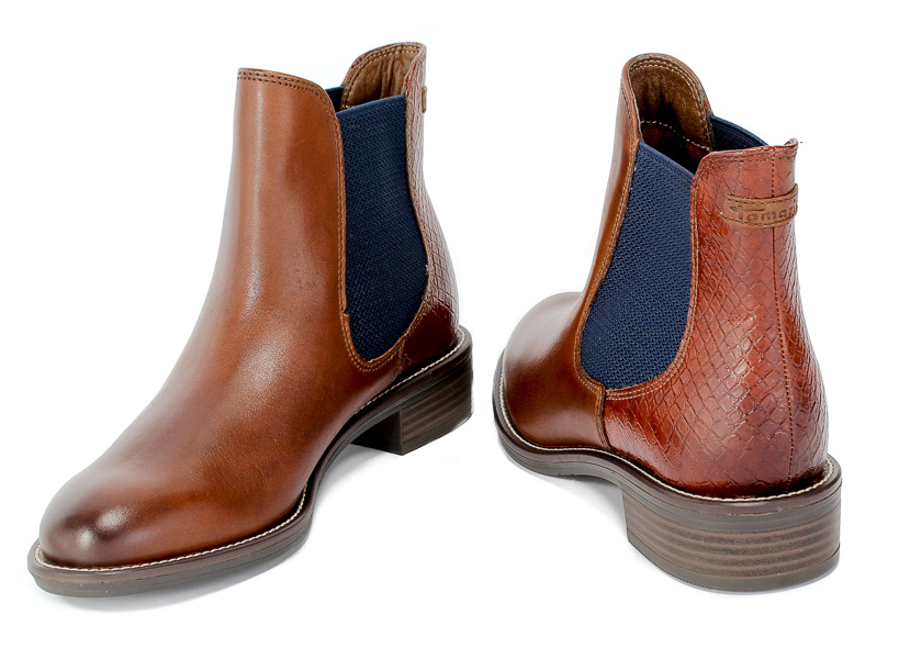 Botki Tamaris 1-25042-25 380 Brandy Croco Brąz Skóra