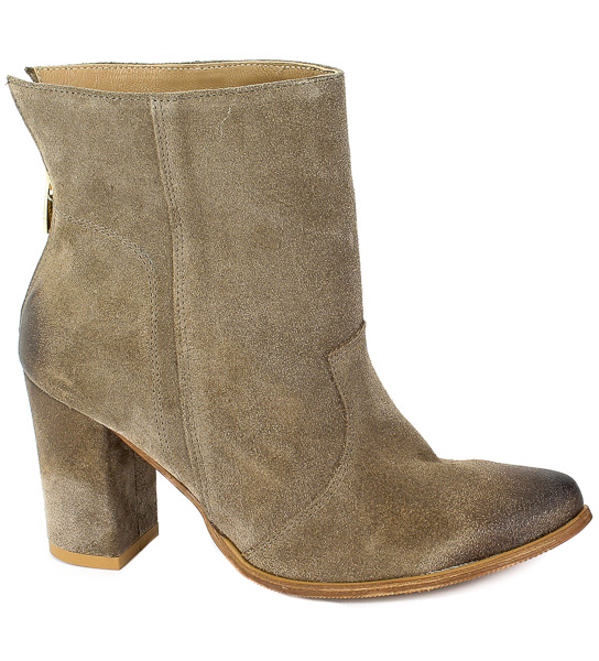 Botki Exquisite 1214 Almond Welur Beż Skóra