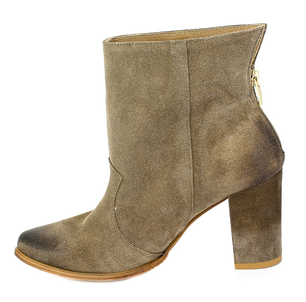 Botki Exquisite 1214 Almond Welur Beż Skóra