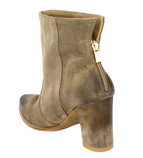 Botki Exquisite 1214 Almond Welur Beż Skóra