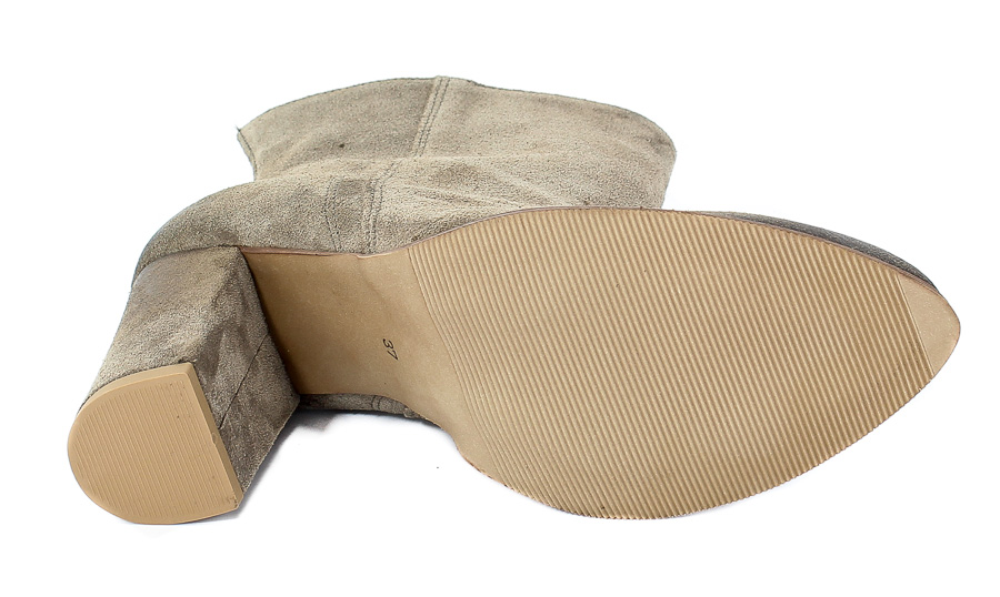 Botki Exquisite 1214 Almond Welur Beż Skóra