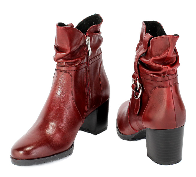 Botki Caprice 9-25405-25 510 Rosso Nappa Czerwony Skóra