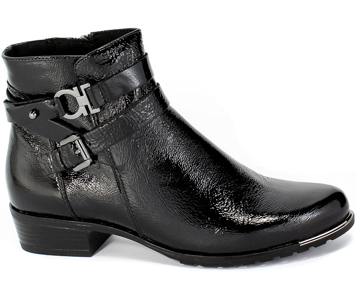Botki Caprice 9-25309-25 921 Black Naplak Czarny Skóra