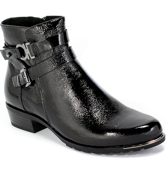 Botki Caprice 9-25309-25 921 Black Naplak Czarny Skóra