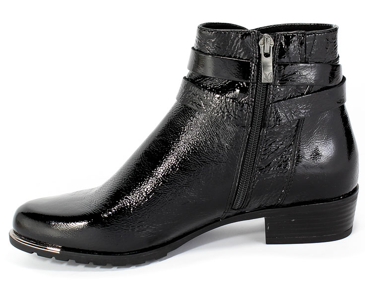 Botki Caprice 9-25309-25 921 Black Naplak Czarny Skóra