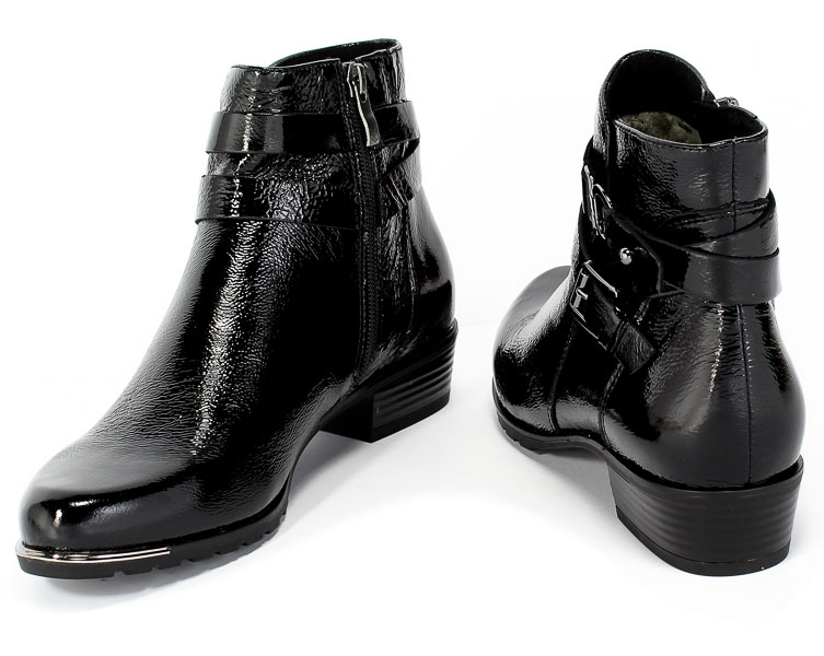 Botki Caprice 9-25309-25 921 Black Naplak Czarny Skóra