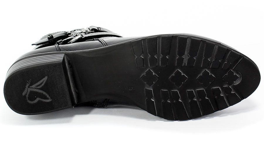 Botki Caprice 9-25309-25 921 Black Naplak Czarny Skóra