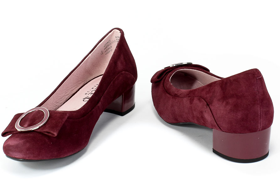 Czółenka Caprice 9-22302-25 535 Wine Suede Czerwony Skóra