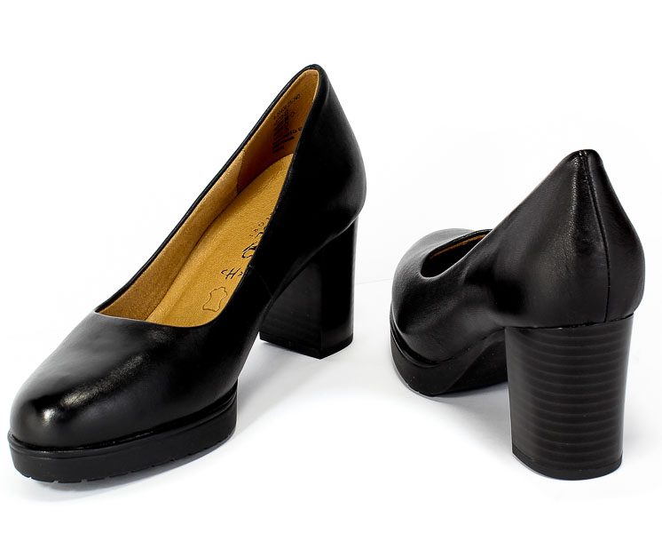Czółenka Caprice 9-22406-25 040 Black Soft Nap Czarny Skóra