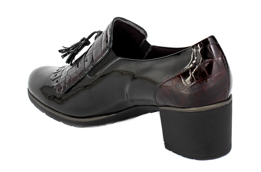 Półbuty Pitillos 6333 Negro-Burd Bordo Skóra