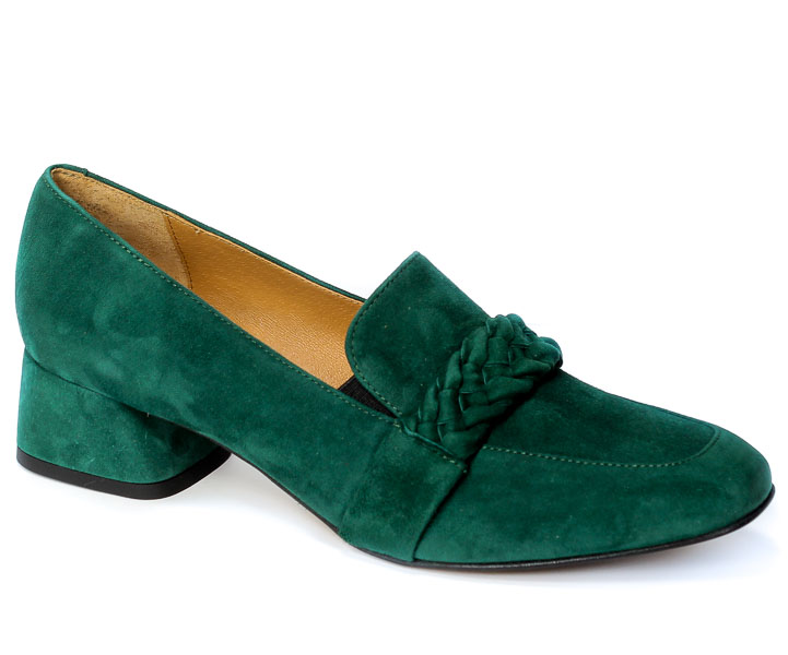 Mokasyny Bravo Moda 1936 Green zamsz
