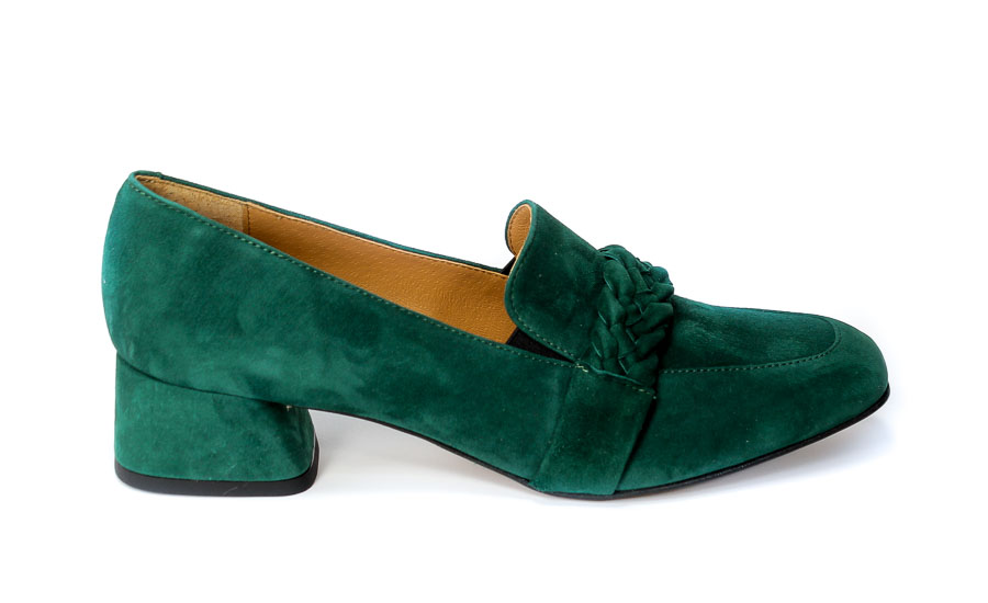 Mokasyny Bravo Moda 1936 Green zamsz