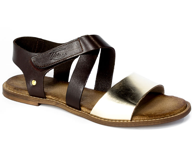 Sandały Blu... 696-21-01 Złoto Czekolada C