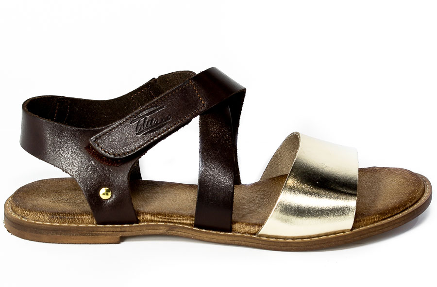 Sandały Blu... 696-21-01 Złoto Czekolada C