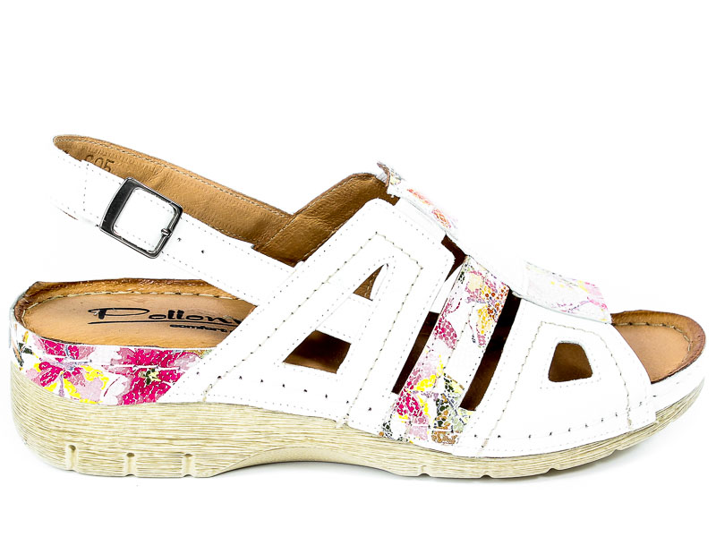 Sandały Pollonus 5-1278-005 Biały Kwiaty 334