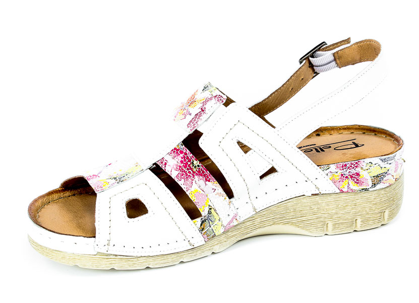 Sandały Pollonus 5-1278-005 Biały Kwiaty 334
