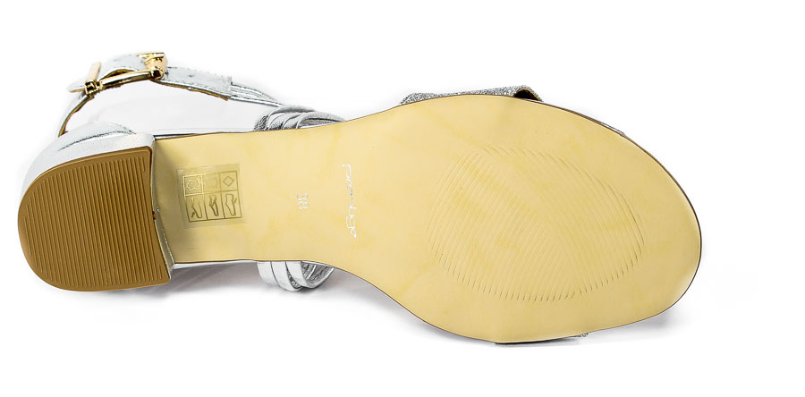 Sandały Prestige 2071 Srebro brokat lico