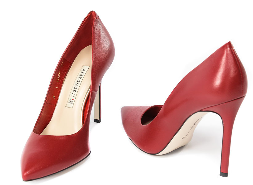 Szpilki Bravo Moda 1626 Red Skóra