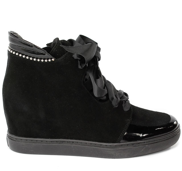Sneakersy Cortesini Z01295 Czarny zamsz skóra