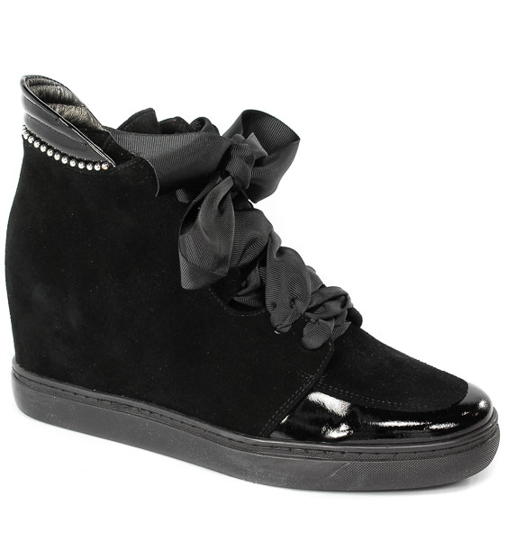 Sneakersy Cortesini Z01295 Czarny zamsz skóra