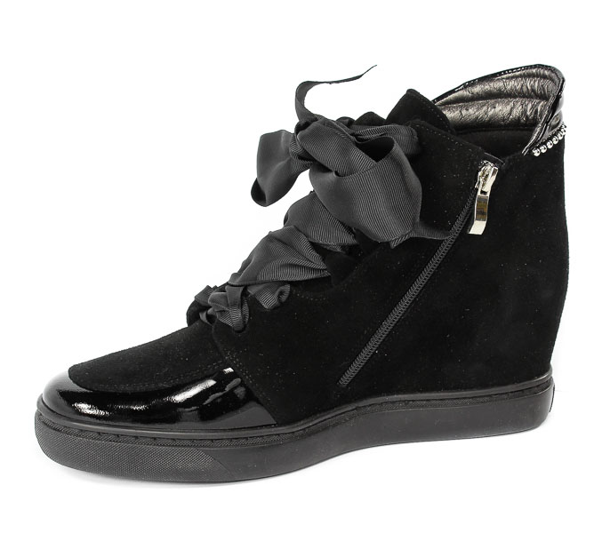 Sneakersy Cortesini Z01295 Czarny zamsz skóra