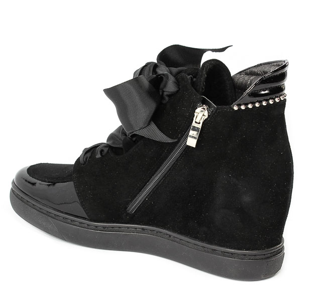 Sneakersy Cortesini Z01295 Czarny zamsz skóra