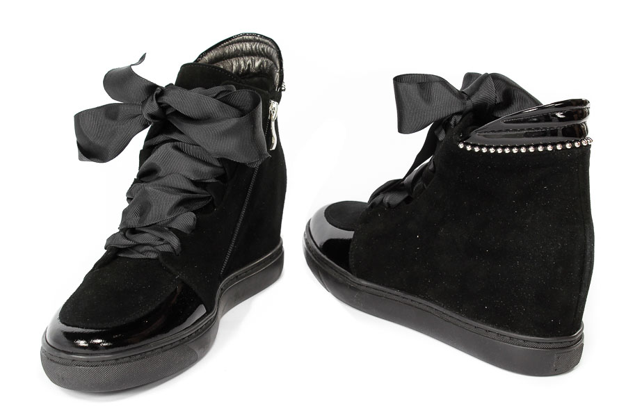 Sneakersy Cortesini Z01295 Czarny zamsz skóra