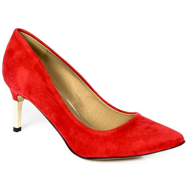 Szpilki Lewski 2768 Czarwony Zamsz