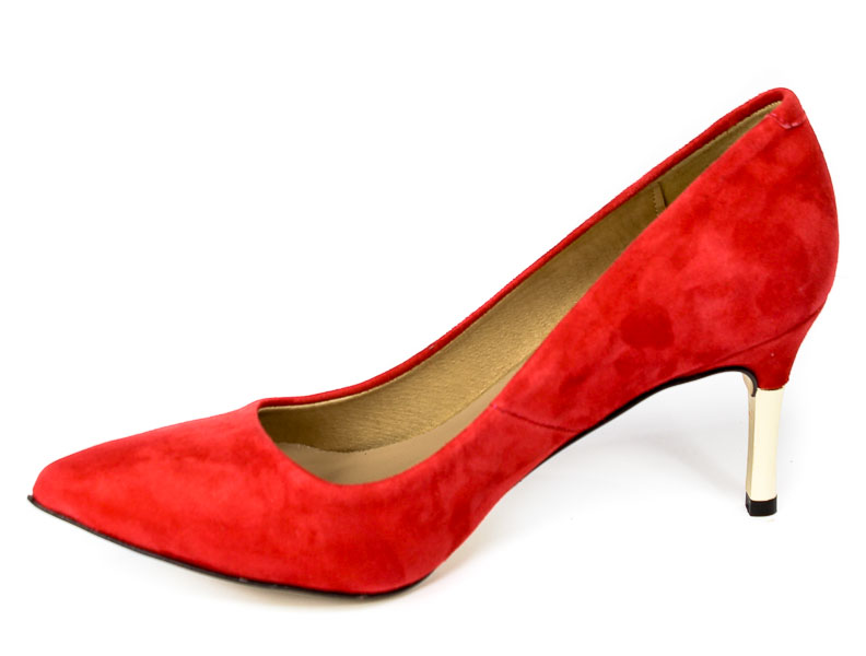 Szpilki Lewski 2768 Czarwony Zamsz