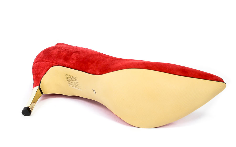 Szpilki Lewski 2768 Czarwony Zamsz