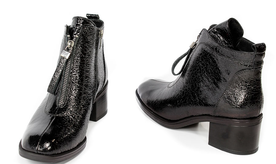Botki Ravini 3380 Black Crepey Patent