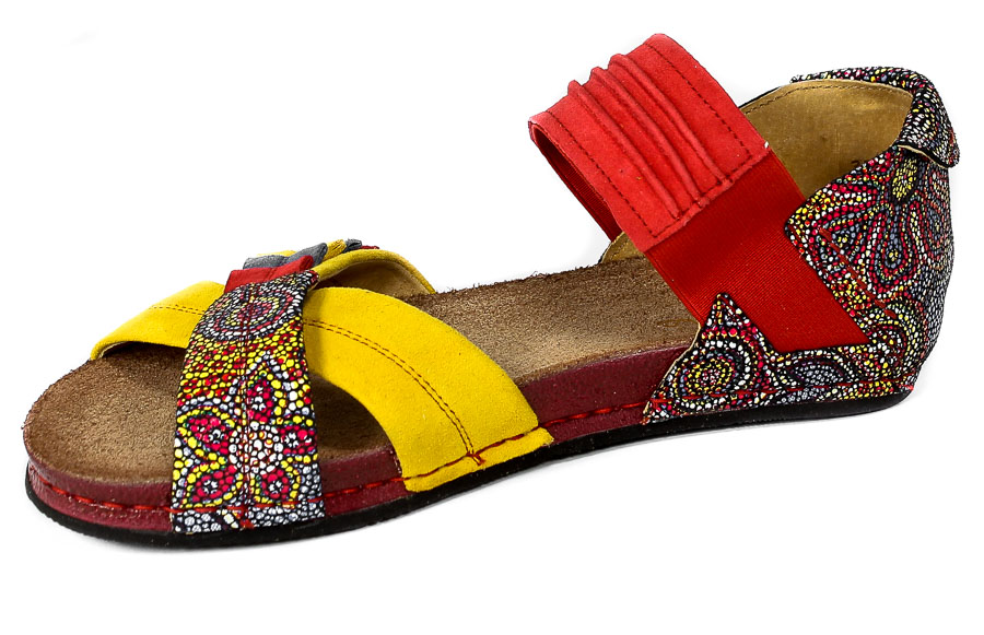 Sandały Maciejka 03375-43/00-5 Czerwony,Żółty