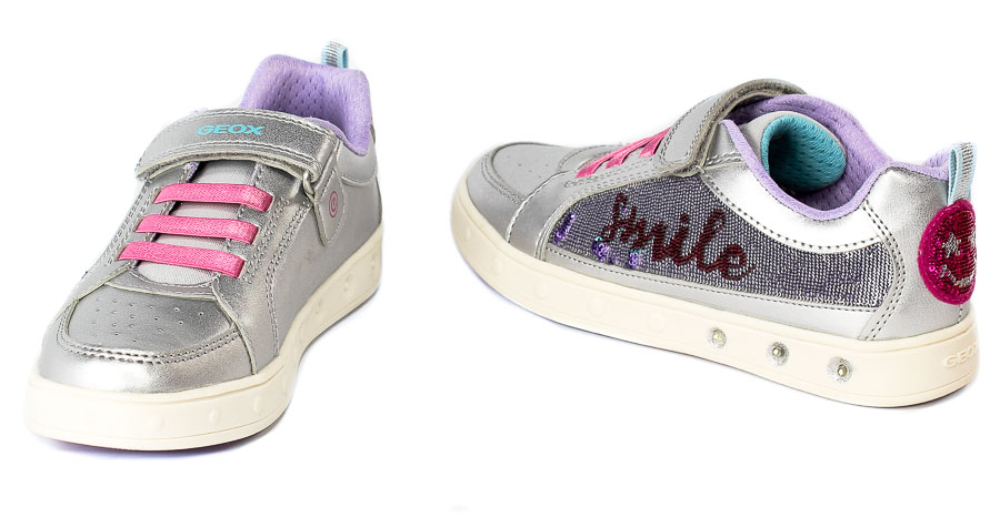 Półbuty Geox J258WF-OAJAY-CO162 Silver Fuchsia R.32-35