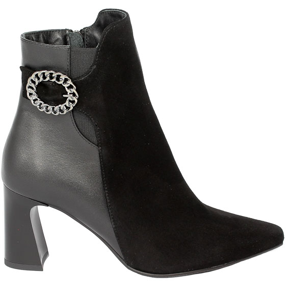 Botki Kotyl 1803 Czarne Zamsz+czarne Lico